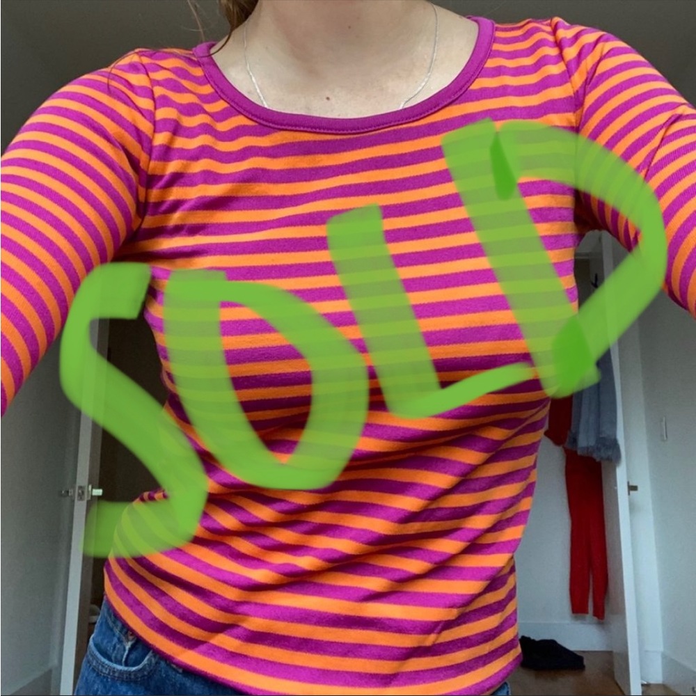 ANNE KLEIN vintage pink + orange long-sleeve
